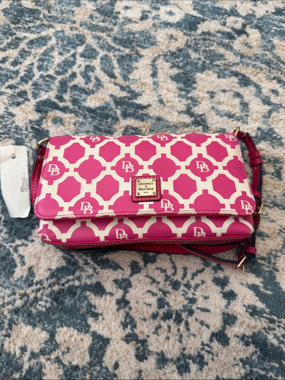 Dooney & Bourke Sanibel Pink & White Monogrammed Crossbody Bag